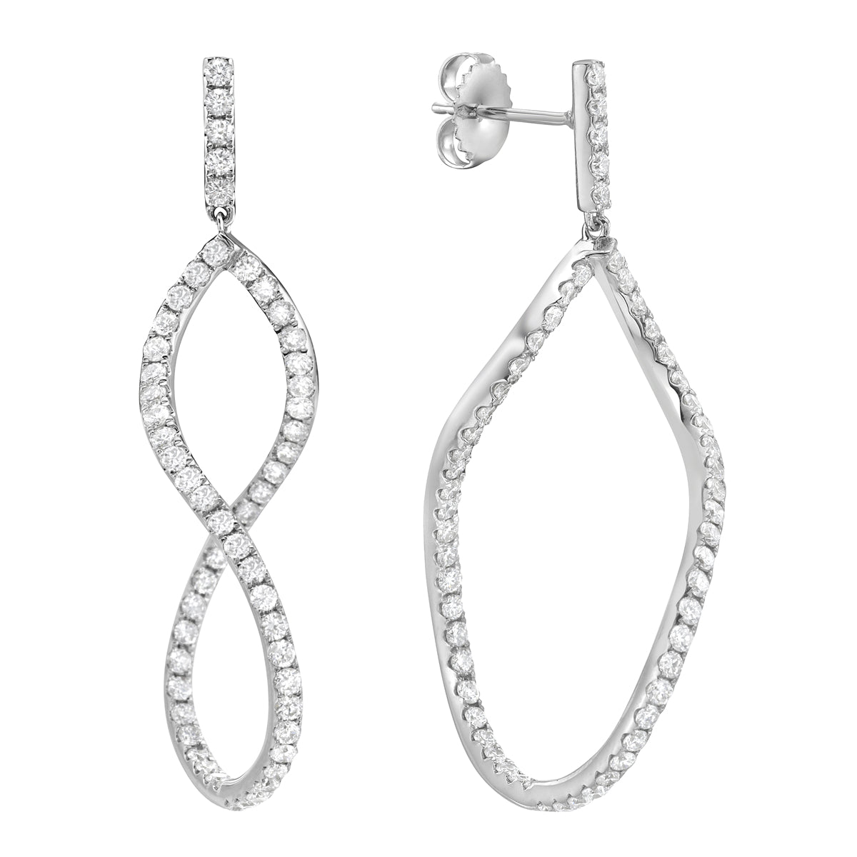 14K White Gold Diamond Earrings, 2.35ct
