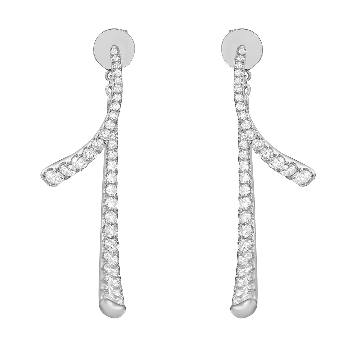 14K White Gold Diamond Earrings, 1.9ct