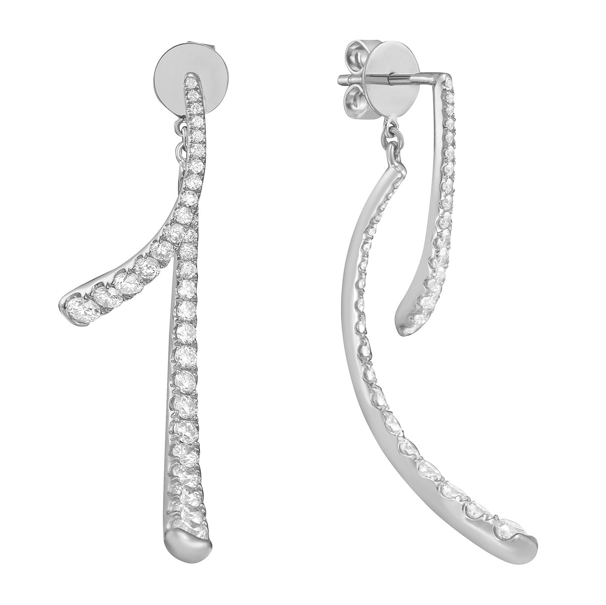 14K White Gold Diamond Earrings, 1.9ct