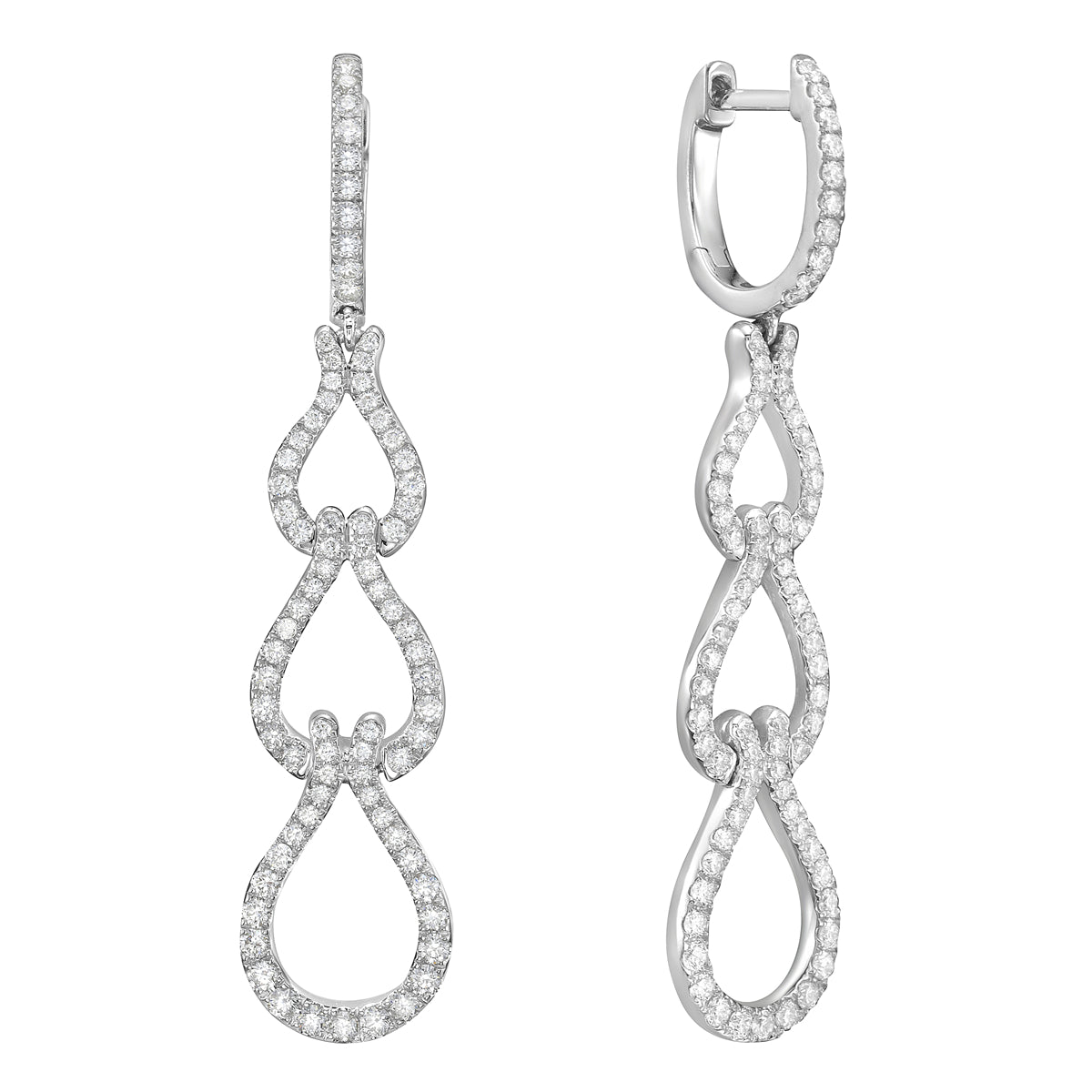 18K White Gold Diamond Earrings, 0.96ct