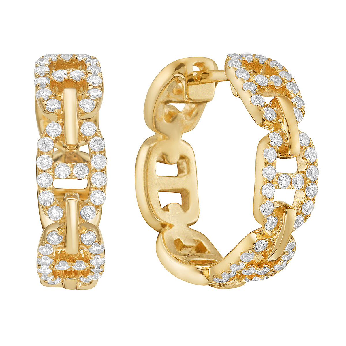 18K Yellow Gold Diamond Earrings, 0.57ct
