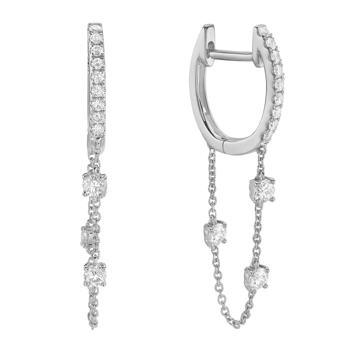 14K White Gold Diamond Earrings, Round, 0.37ct