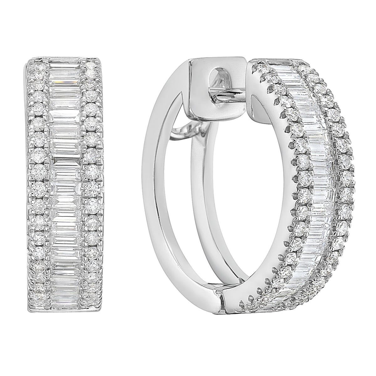 14K White Gold Diamond Earrings, 0.84ct