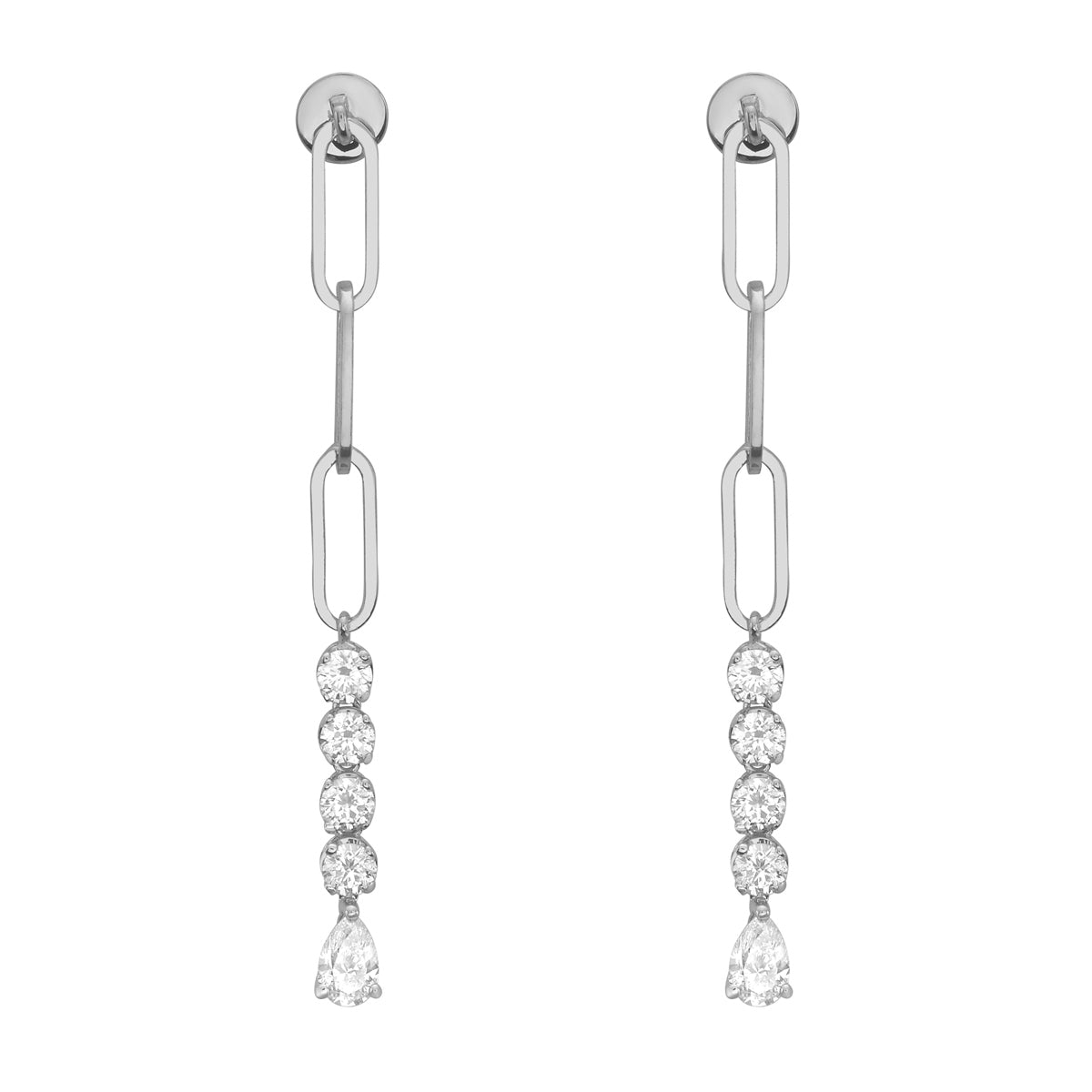 E056209 - Earrings 18KW/1.3G 2PEAR-0.39CT 8RD-0.63CT