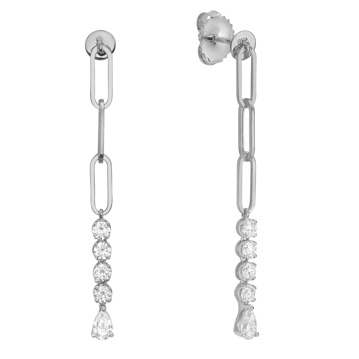 E056209 - Earrings 18KW/1.3G 2PEAR-0.39CT 8RD-0.63CT