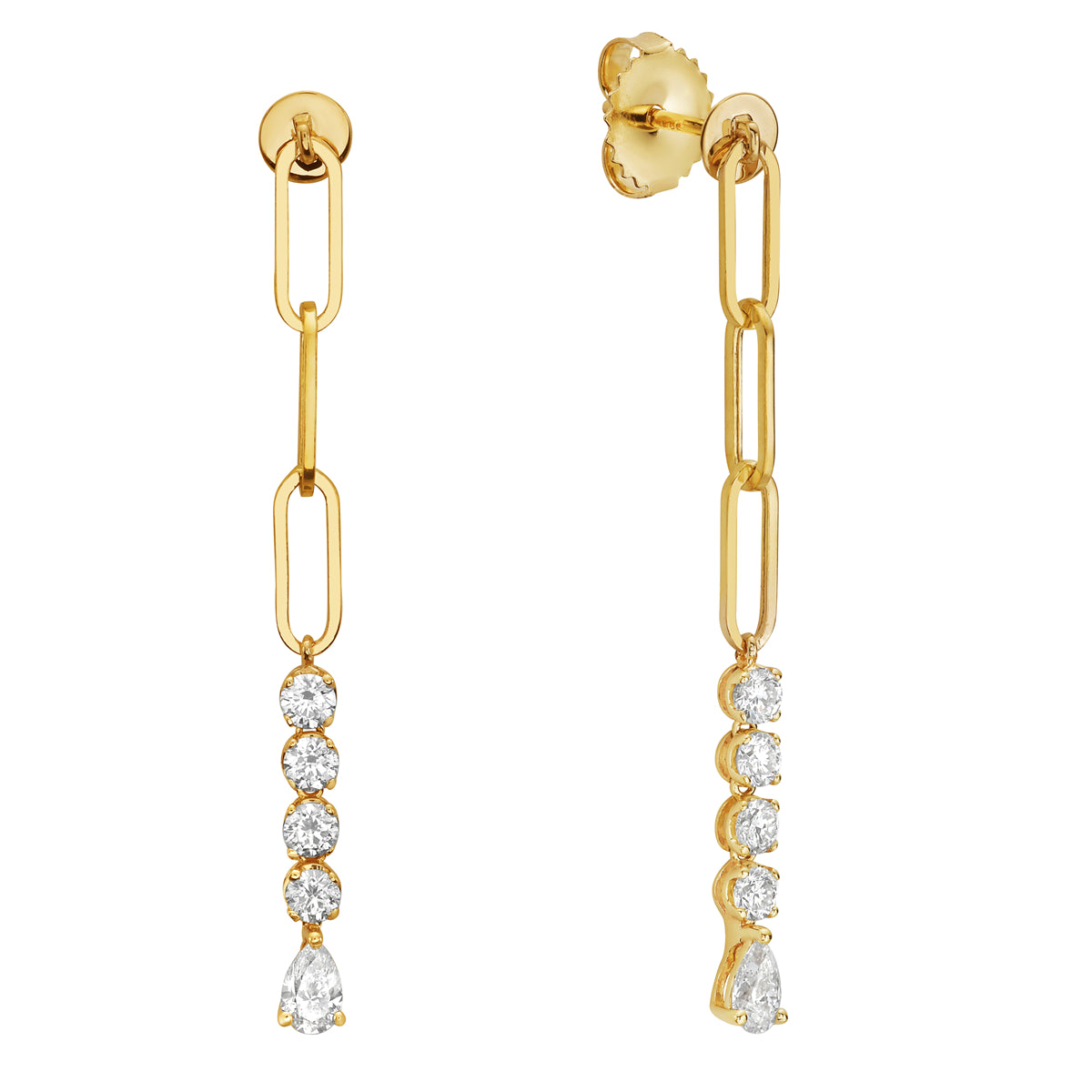 AE156209Y - Earrings 14KY/1.3G 2PEAR-0.39CT 8RD-0.63CT
