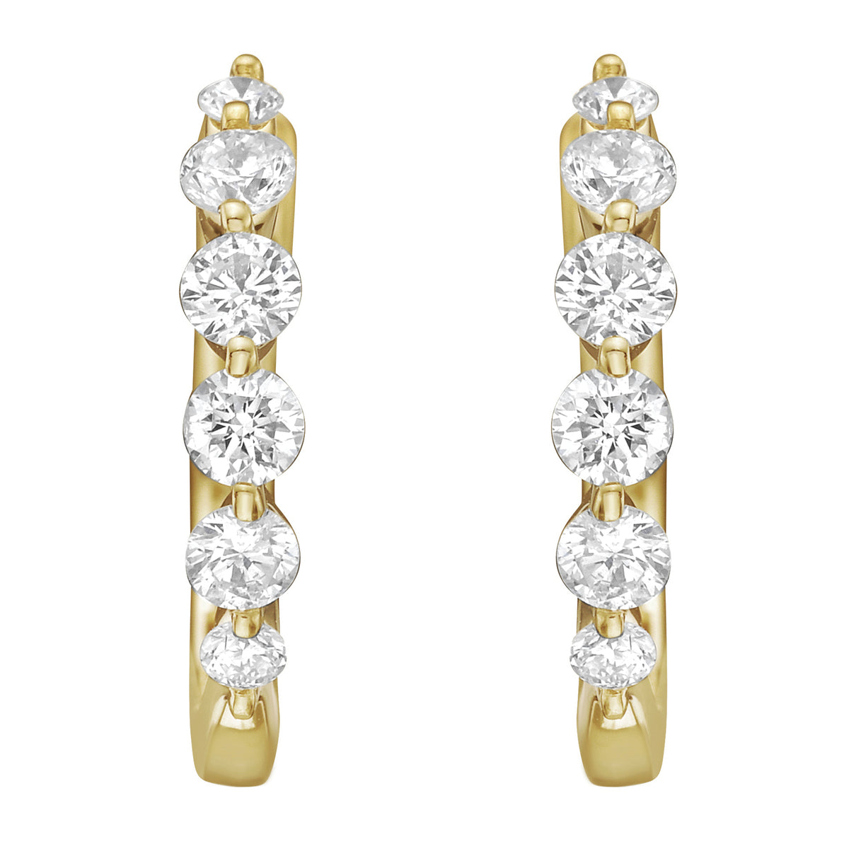 AE156212Y - Earrings 14KY/1.8G 8RD-0.32CT 4RD-0.06CT