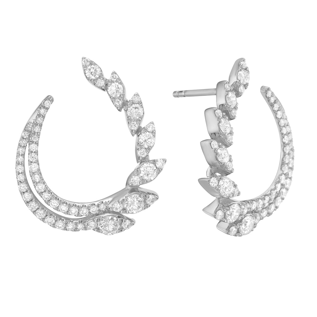E056315 - Earrings 18KW/4.1G 6RD-0.37CT 98RD-0.79CT