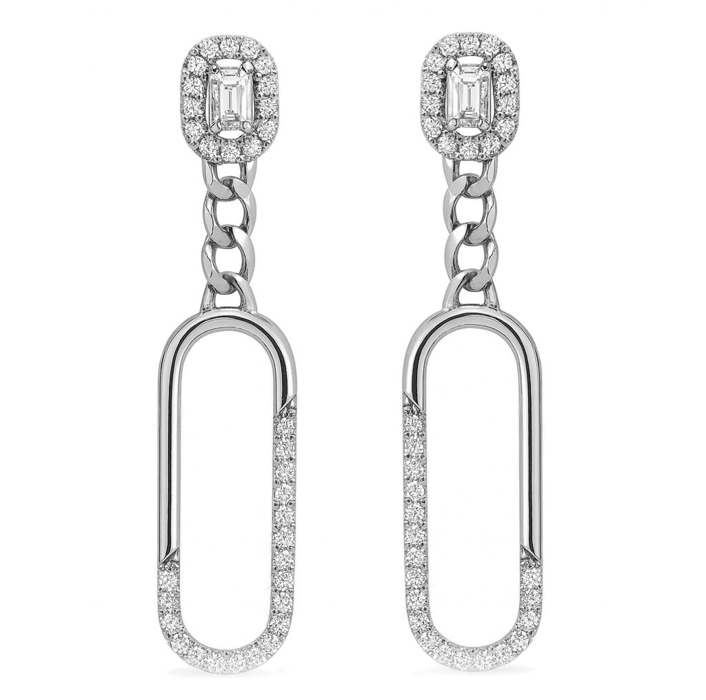 14K White Gold Diamond Earrings, 0.43ct