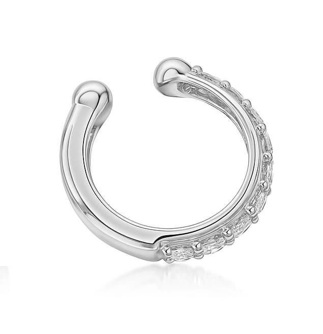 14K White Gold Diamond Cuff Earrings (One Piece), 0.27ct
