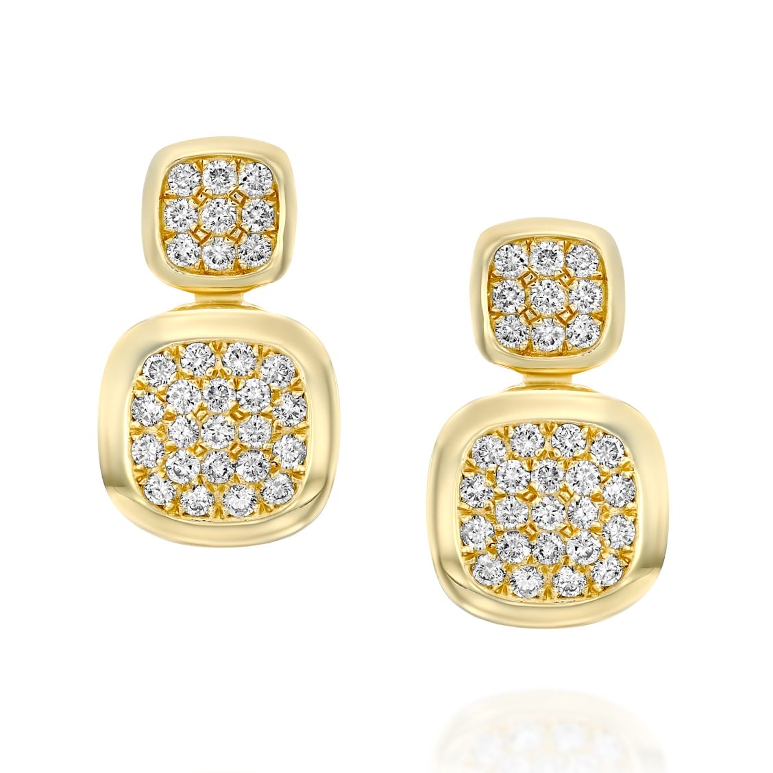14K Yellow Gold Diamond Earrings, 0.60ct