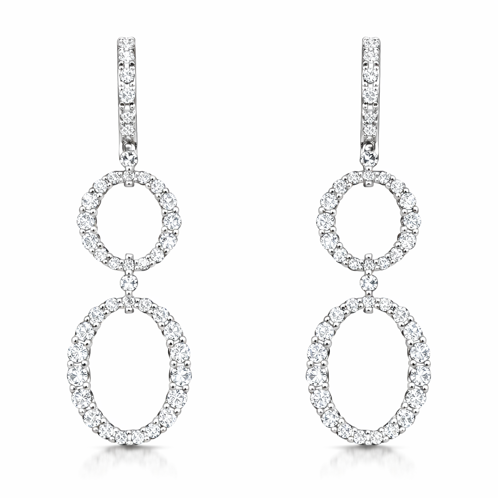 AE156918 - Earrings 14KW/4.6G 36RD-1.14CT 58RD-0.69CT