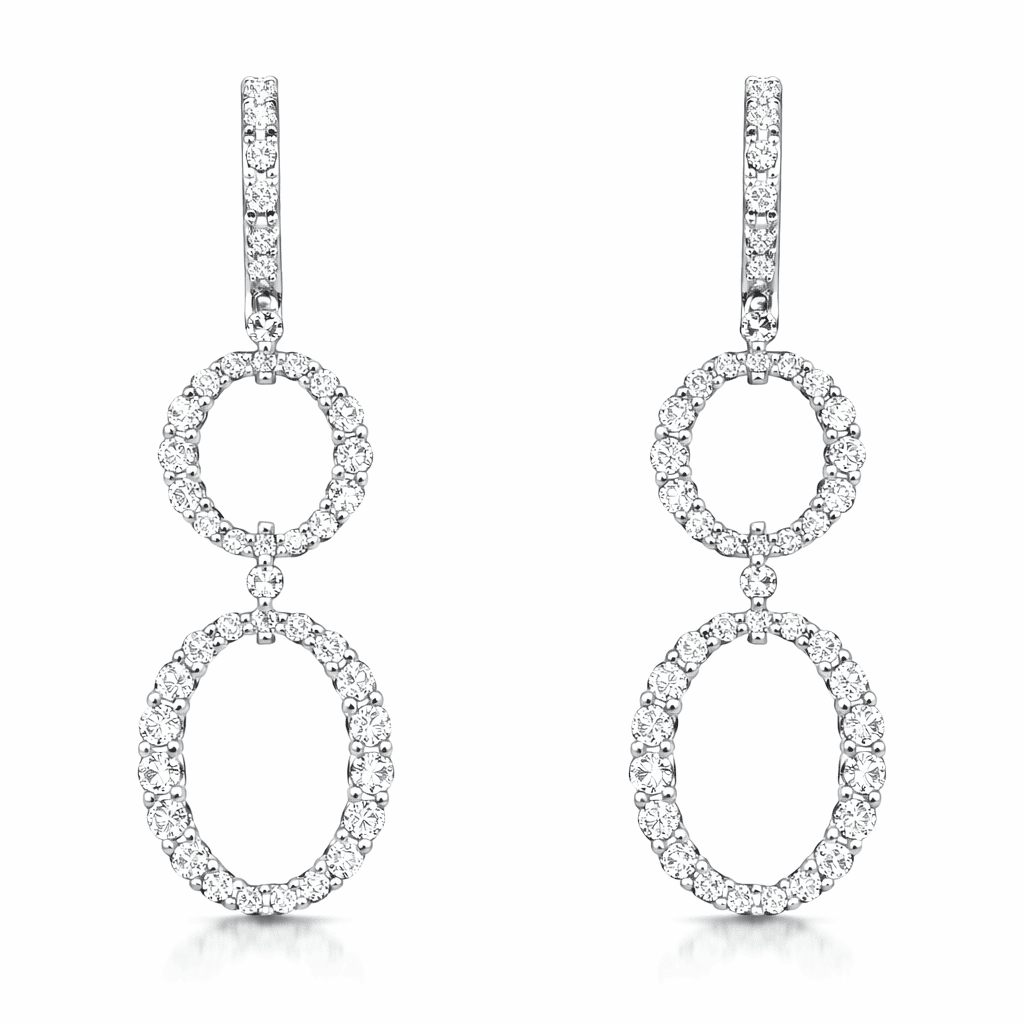 AE156918 - Earrings 14KW/4.6G 36RD-1.14CT 58RD-0.69CT