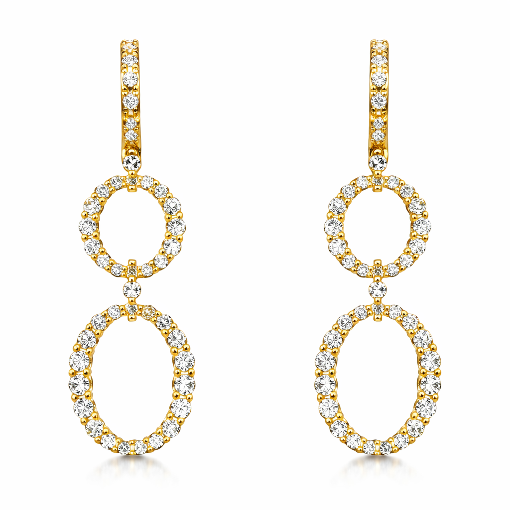 18K Yellow Gold Diamond Earrings, 1.8ct