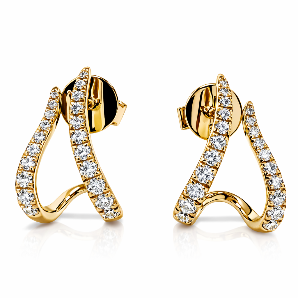 18K Yellow Gold Diamond Earrings, 1.26ct