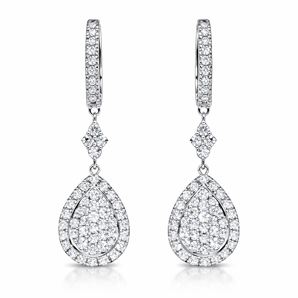 18K White Gold Diamond Earrings, 0.36ct