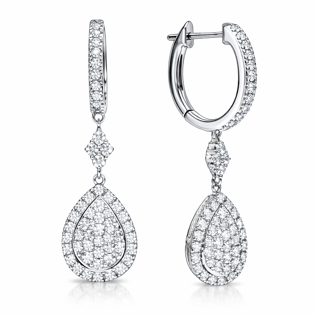 18K White Gold Diamond Earrings, 0.36ct