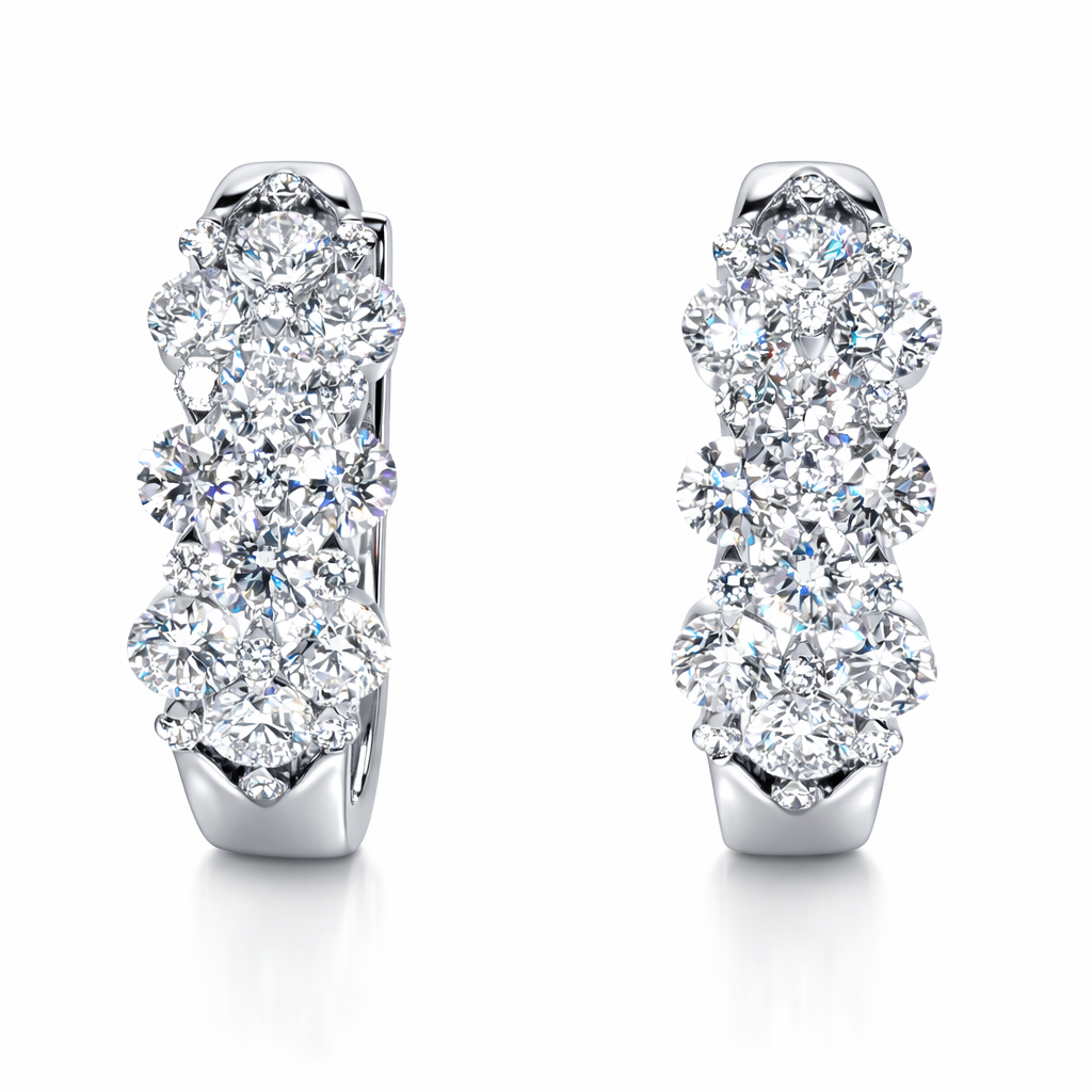 18K White Gold Diamond Earrings, 1.73ct