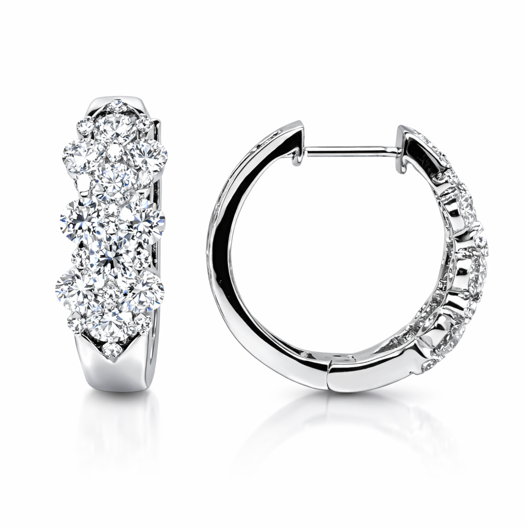 18K White Gold Diamond Earrings, 1.73ct