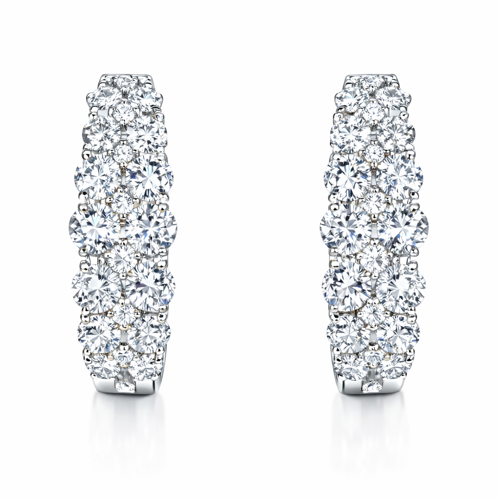 AE156924 - Earrings 14KW/2.6G 12RD-0.71CT 32RD-0.54CT