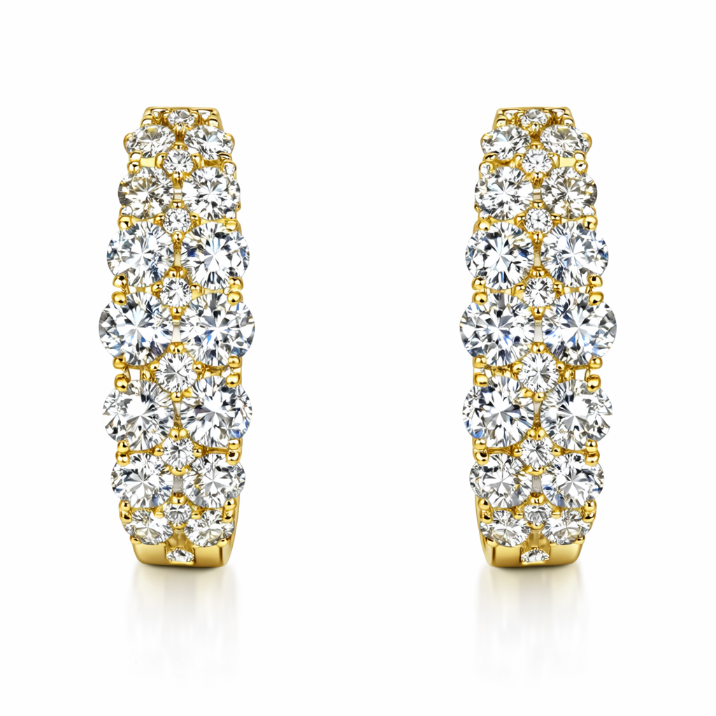 18K Yellow Gold Diamond Earrings, 1.3ct