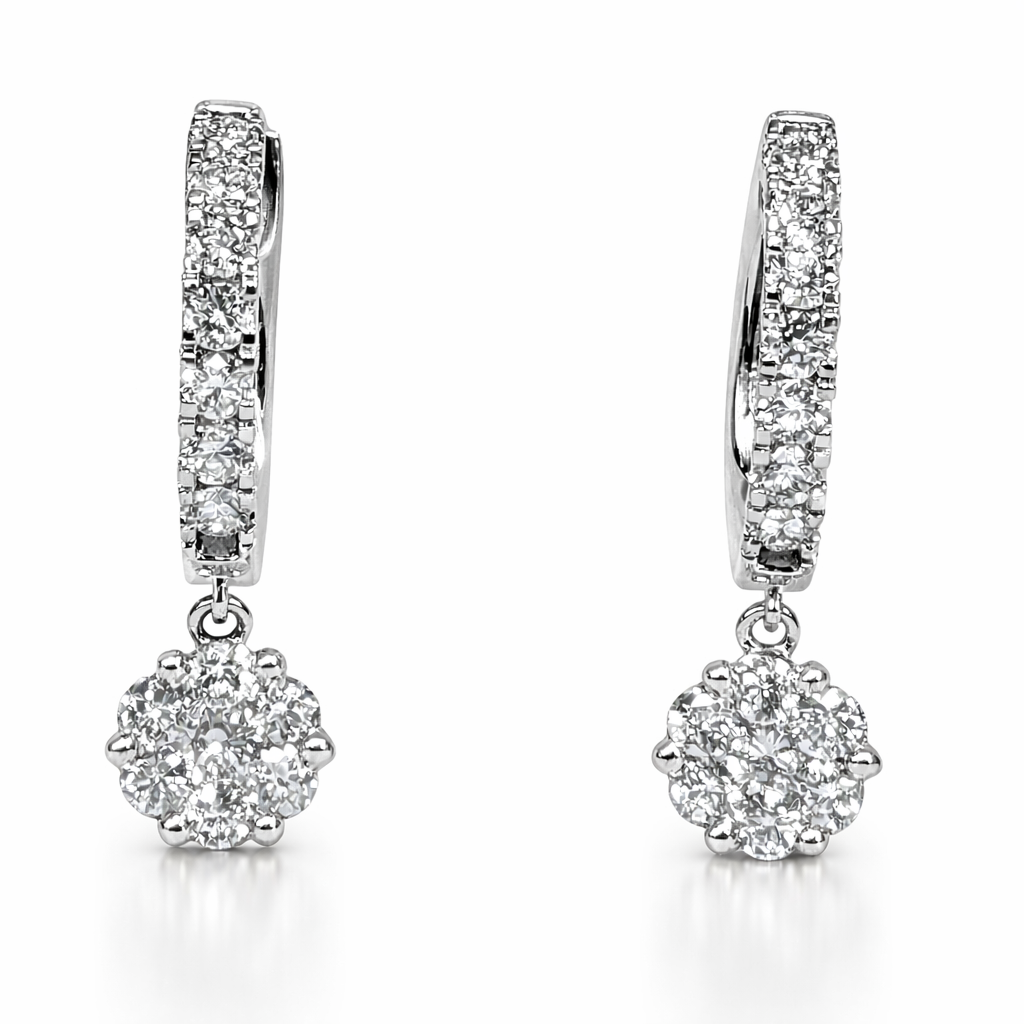 18K White Gold Diamond Earrings, 0.46ct