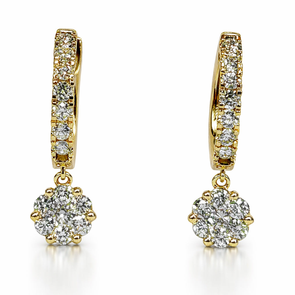 18K Yellow Gold Diamond Earrings, 0.46ct