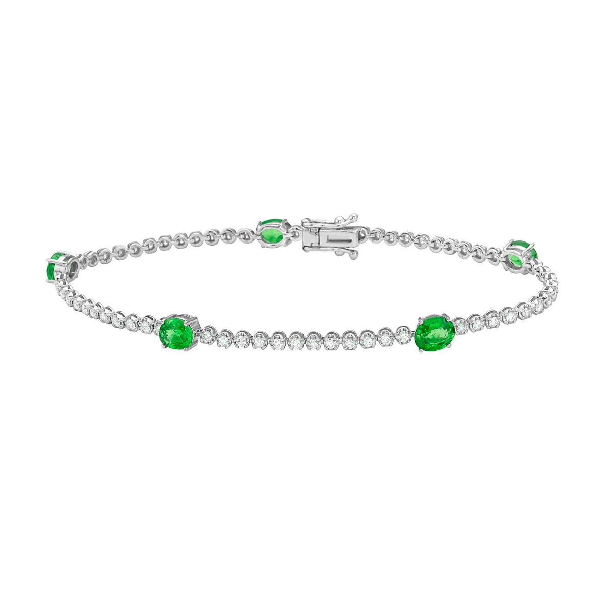 14K White Gold Emerald and Diamond Bracelet, 1.66ct