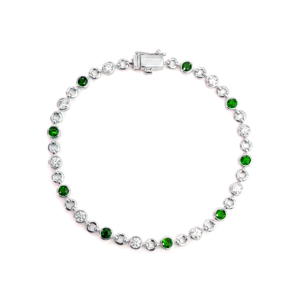 AEB156929 - Bracelet 14KW/6.6G 9EMER-0.79CT 9RD-0.76CT