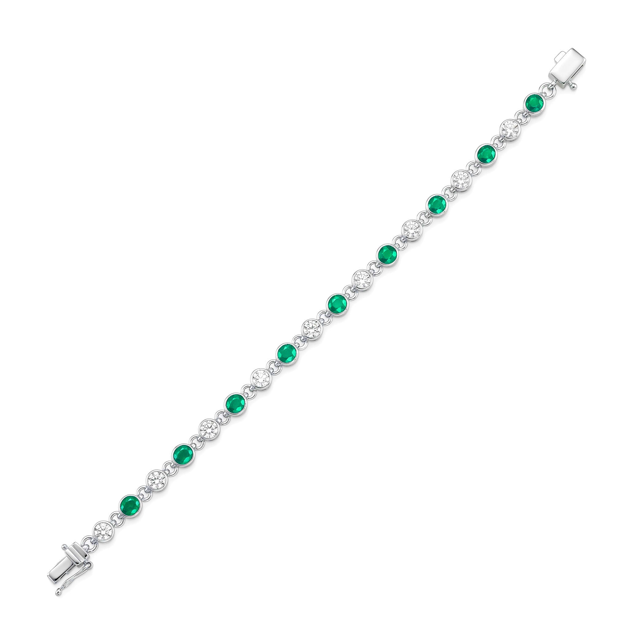 18K White Gold Green Emerald Bracelet, 1.57ct