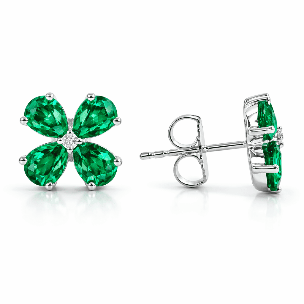 AEE155118 - Earrings 14KW/1.7G 8EMER-1.87CT 2RD-0.02CT