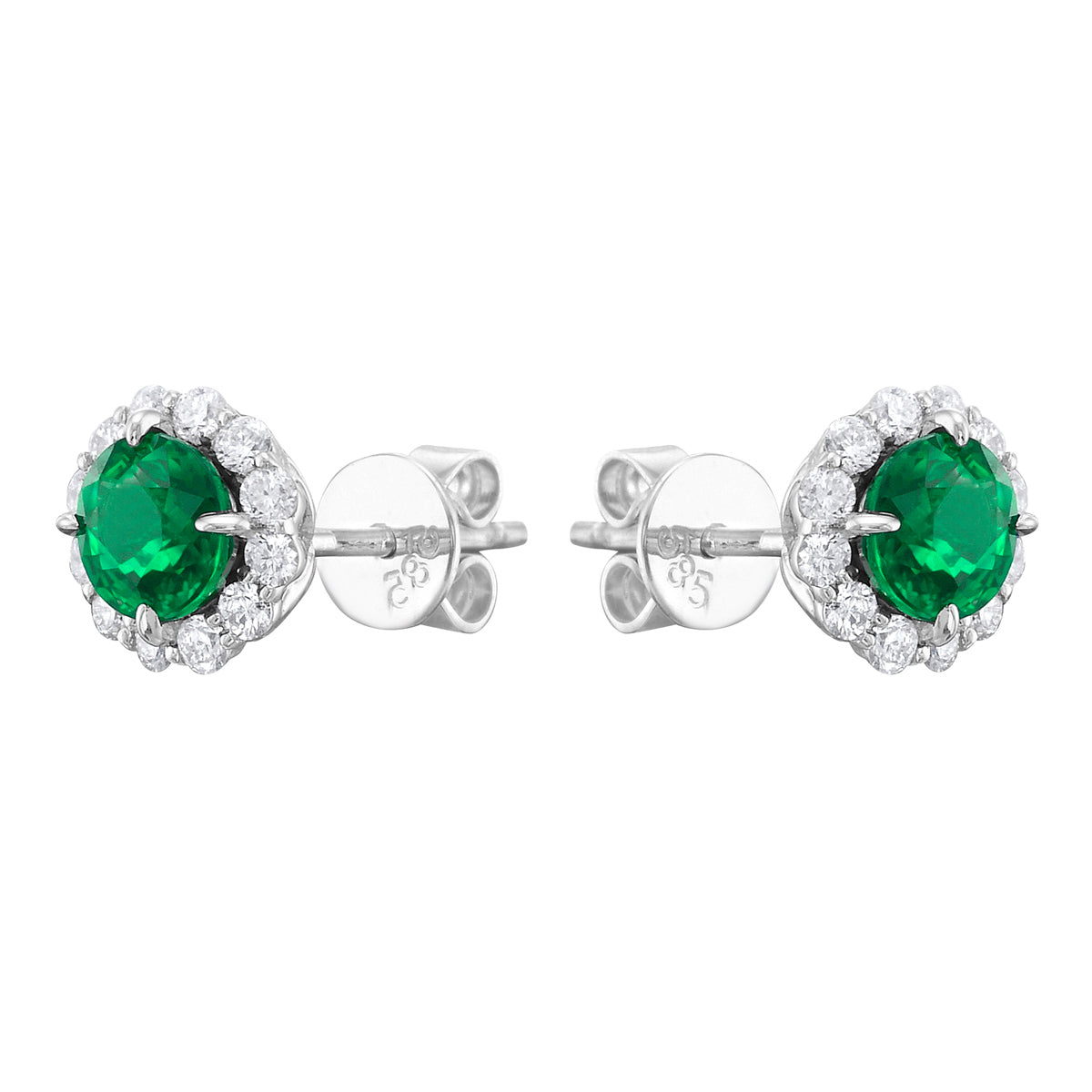 14K White Gold Emerald Earrings, 0.79ct