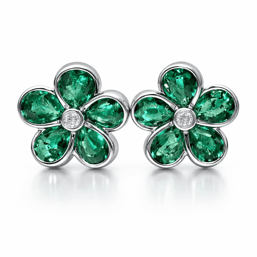 AEE156279 - Earrings 14KW/4.8G 10EMER-2.74CT 2RD-0.06CT