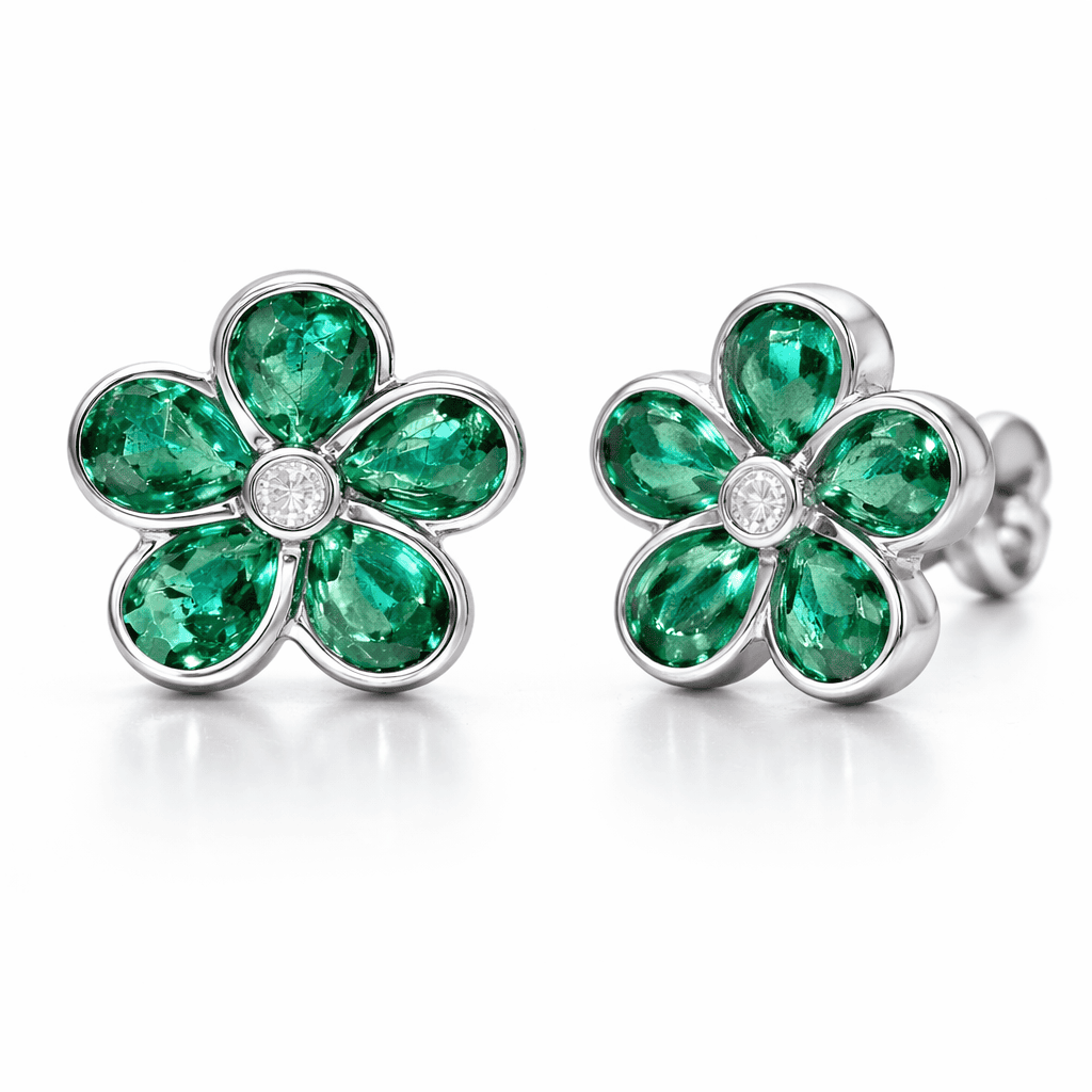 AEE156279 - Earrings 14KW/4.8G 10EMER-2.74CT 2RD-0.06CT