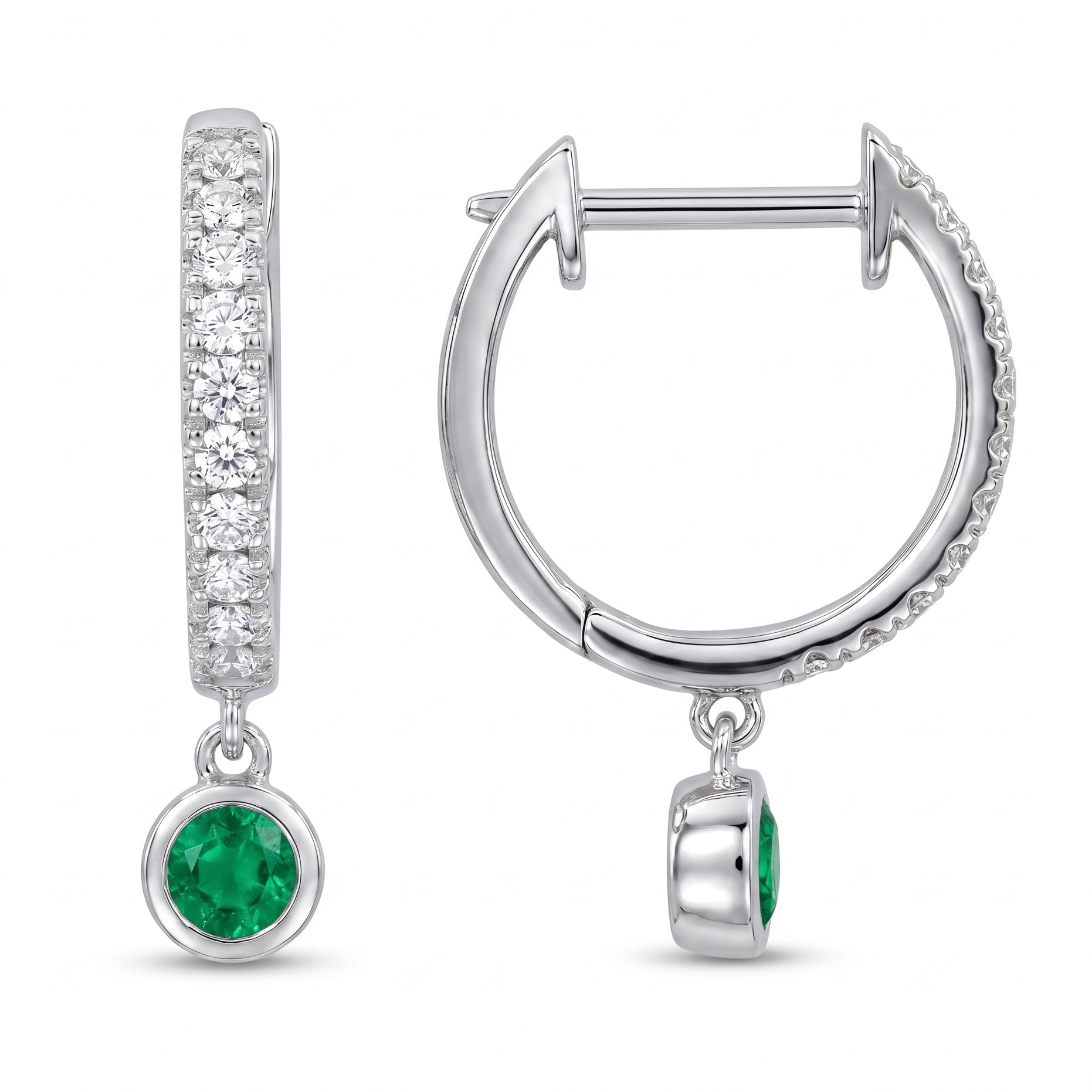 AEE156930 - Earrings 14KW/1.5G 2EMER-0.17CT 22RD-0.18CT