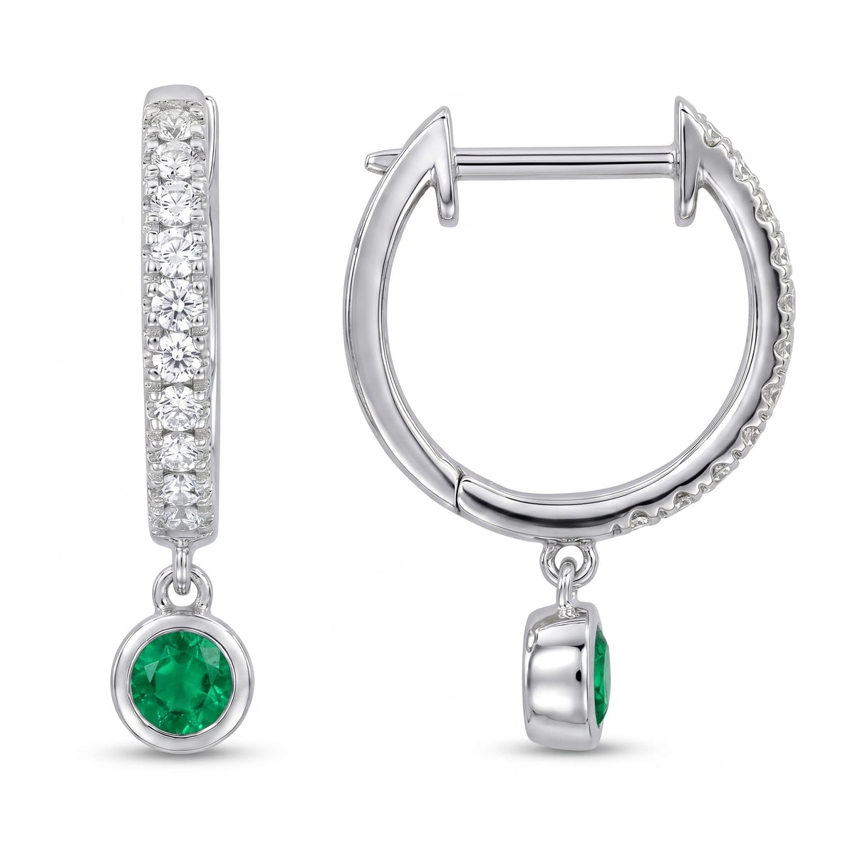 AEE156930 - Earrings 14KW/1.5G 2EMER-0.17CT 22RD-0.18CT