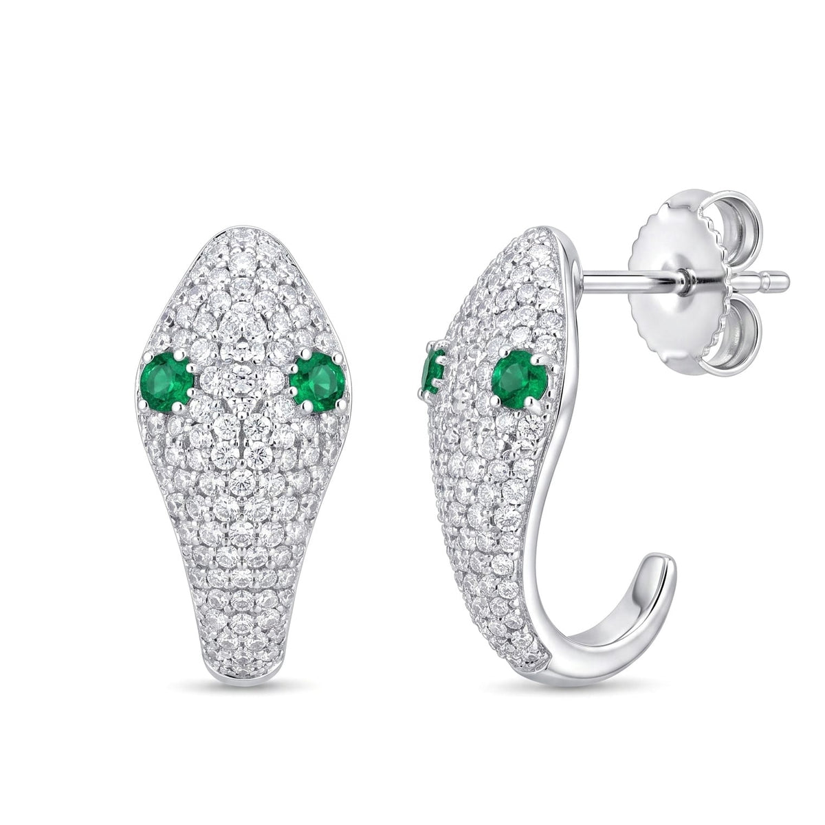 AEE157002 - Earrings 14KW/3.4G 4EMER-0.21CT 204RD-0.84CT