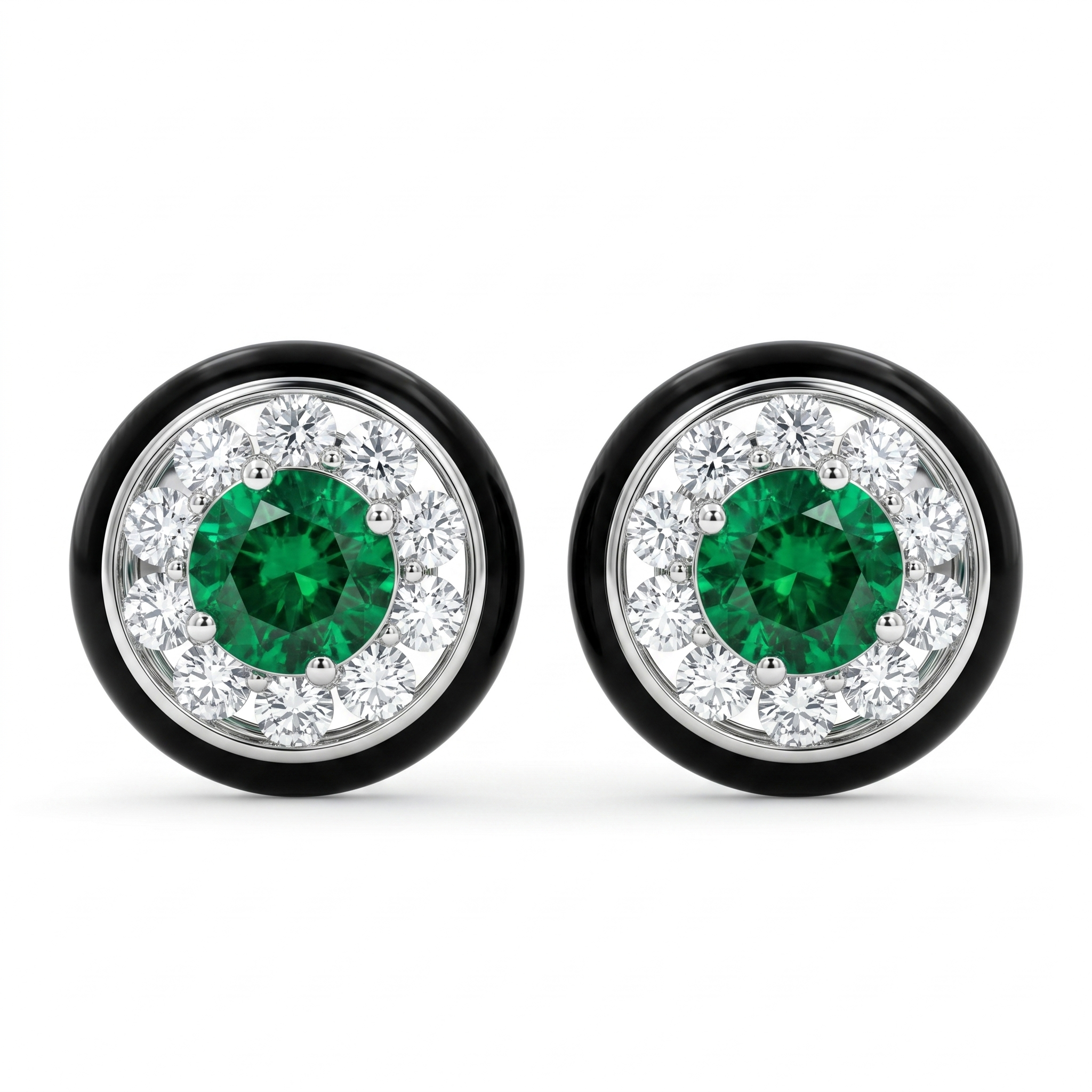 AEE157012 - Earrings 14KW/1.9G 2EMER-0.47CT 20RD-0.32CT