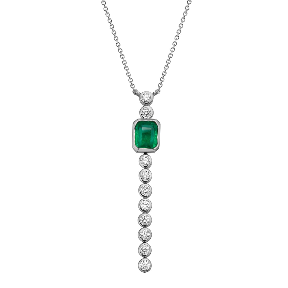 14K White Gold Green Emerald Pendant, 0.75ct