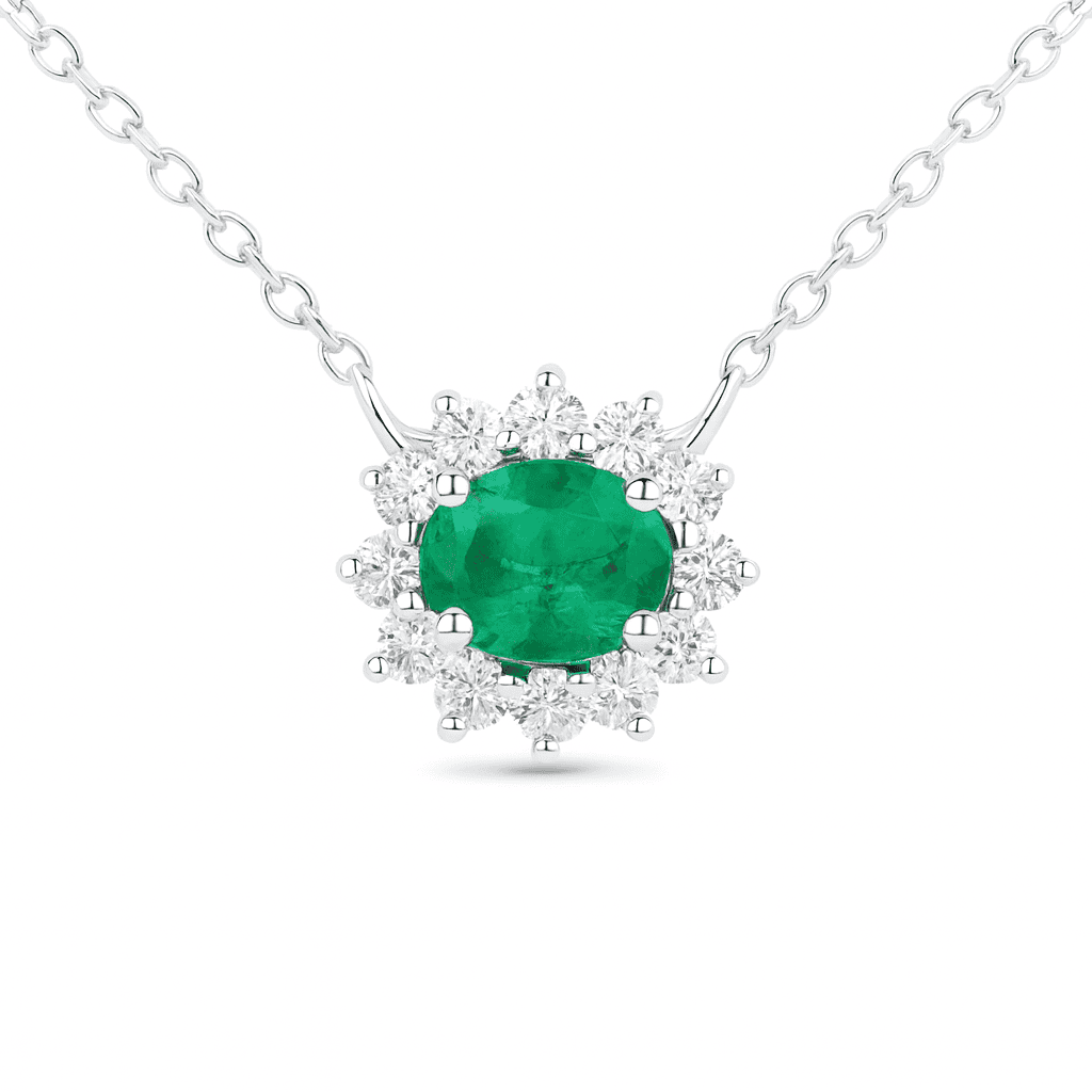 14K White Gold Emerald Pendant, 0.6ct