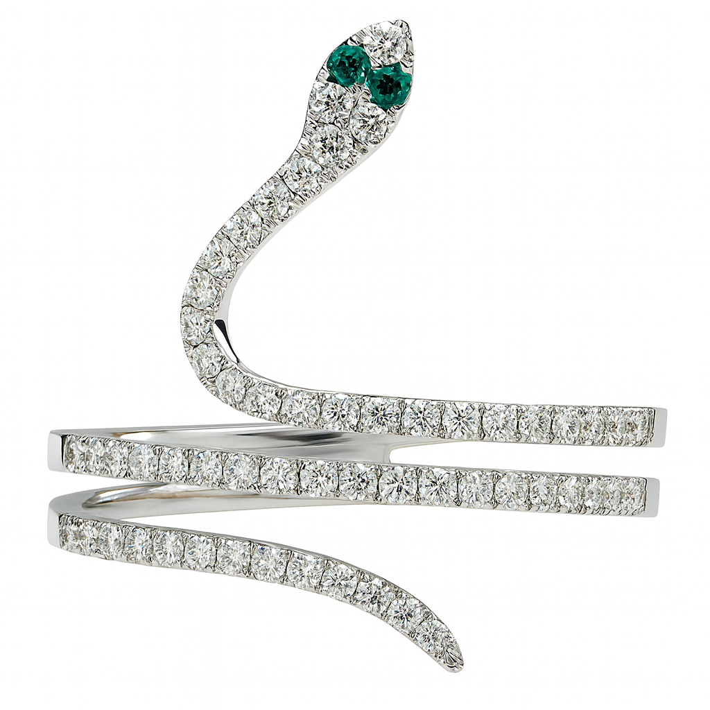 14K White Gold Green Emerald Fashion Ring, 0.03ct