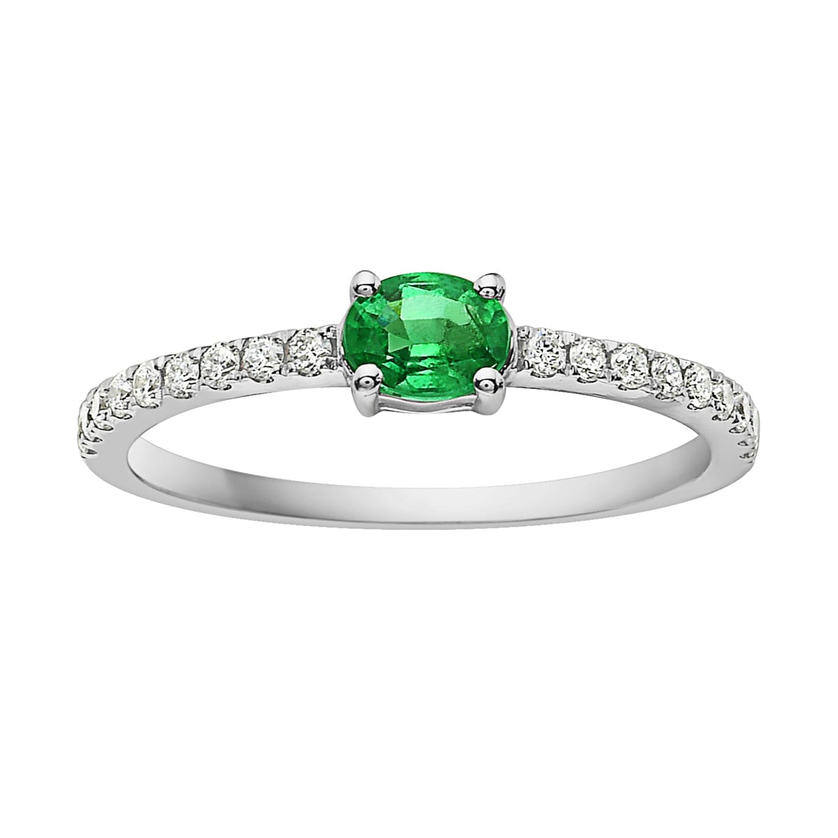 14K White Gold Emerald and Diamond Ring, 0.28ct