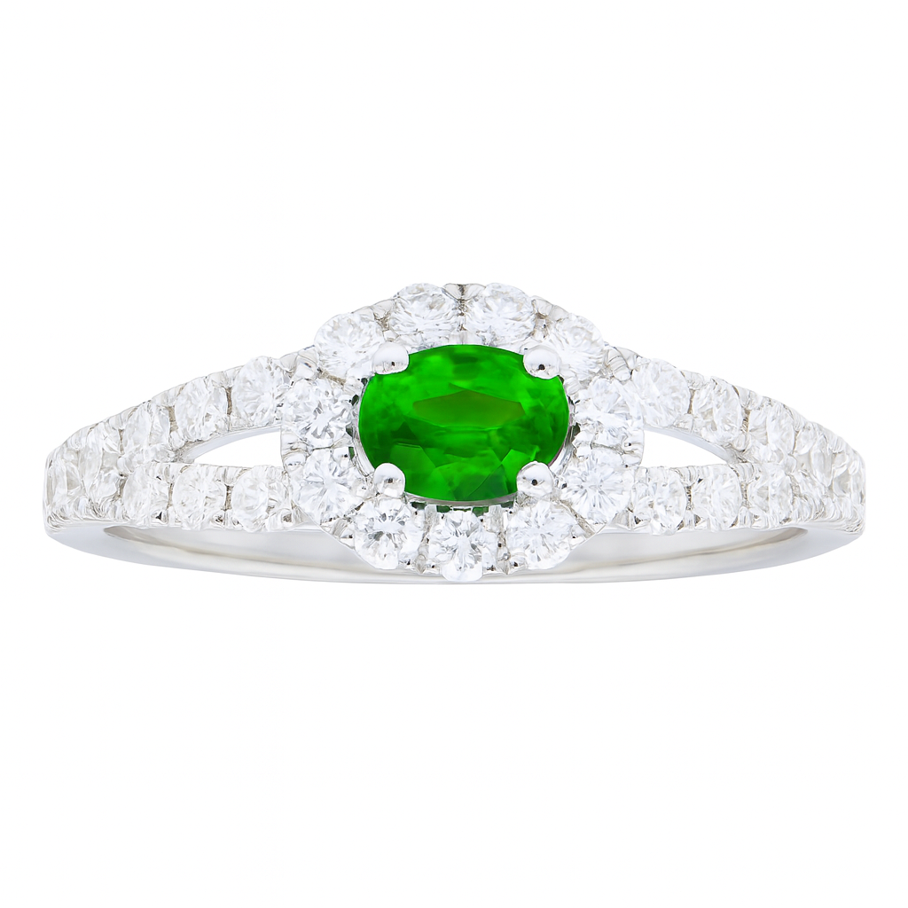14K White Gold Emerald and Diamond Ring, 0.28ct