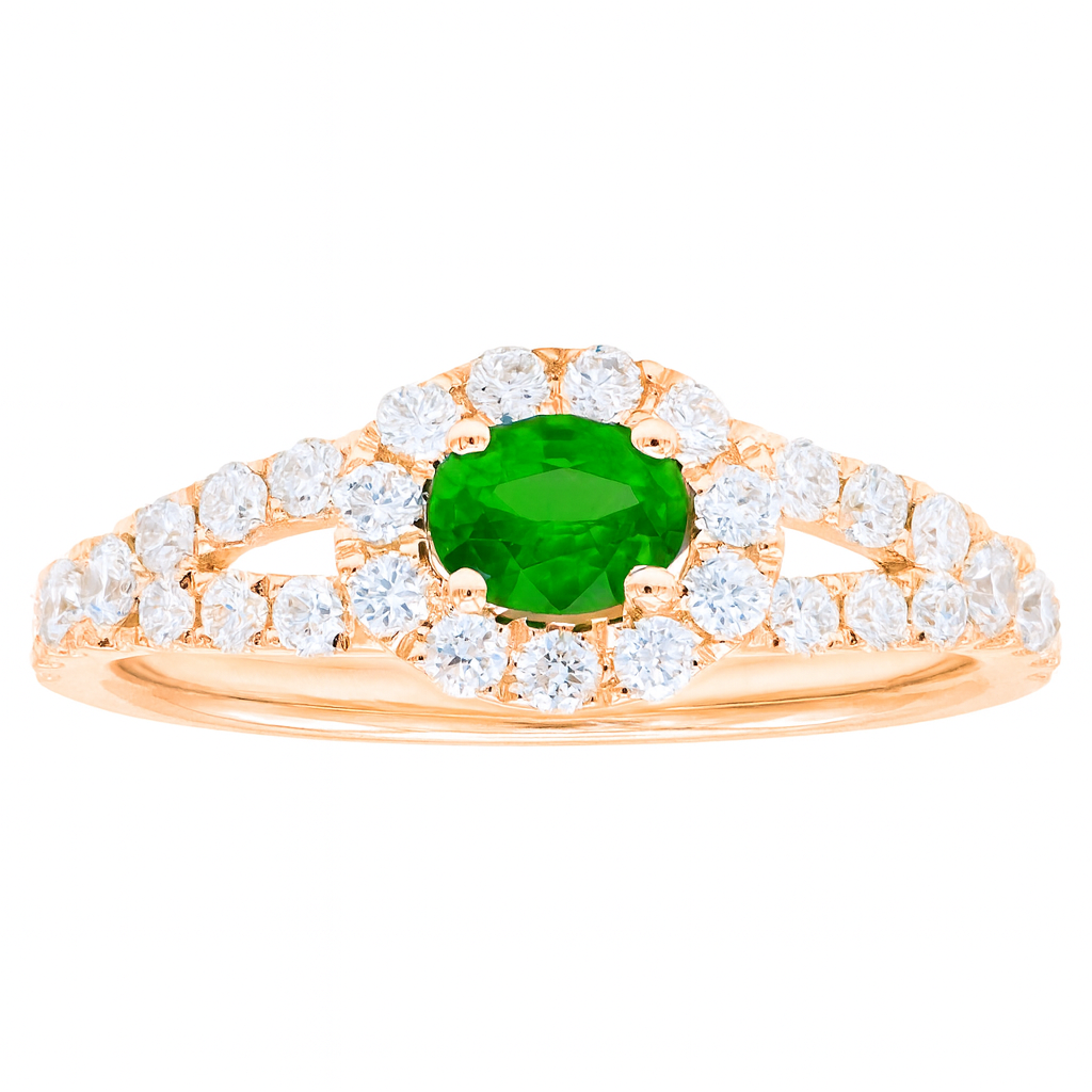14K Yellow Gold Emerald and Diamond Ring, 0.28ct