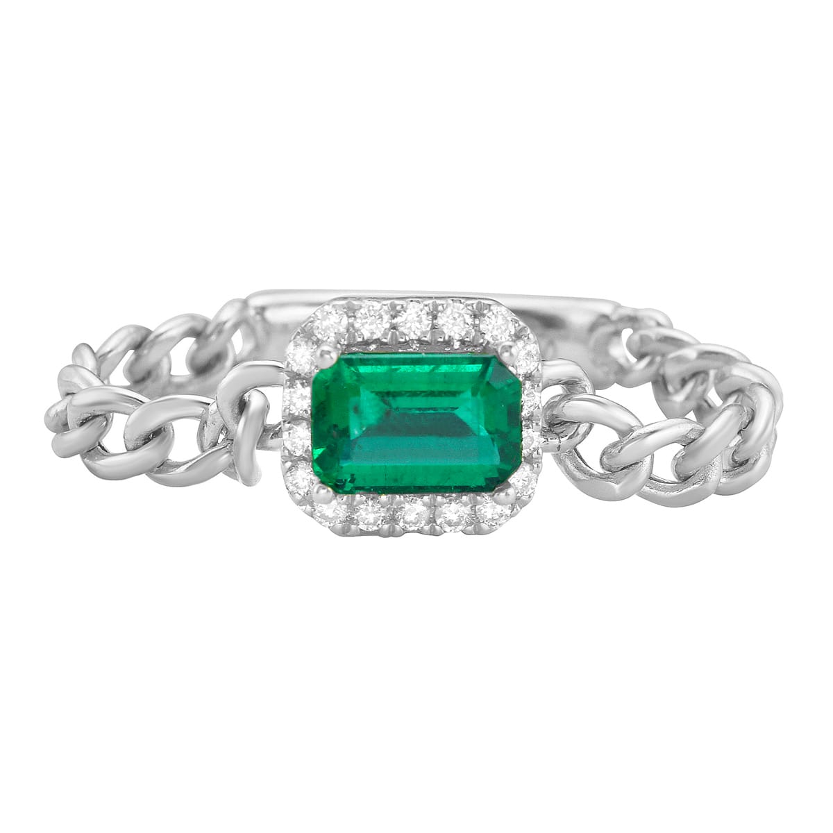 14K White Gold Green Emerald Ring, 0.41ct