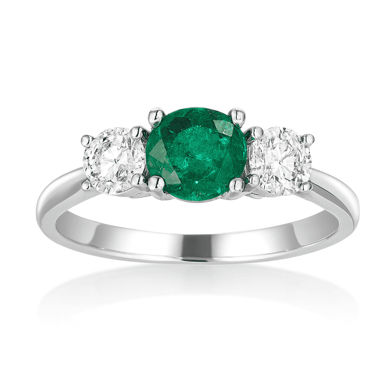 14K White Gold Green Emerald Ring, 0.47ct