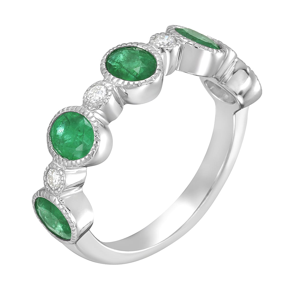 14K White Gold Emerald Diamond Ring, 1.56ct