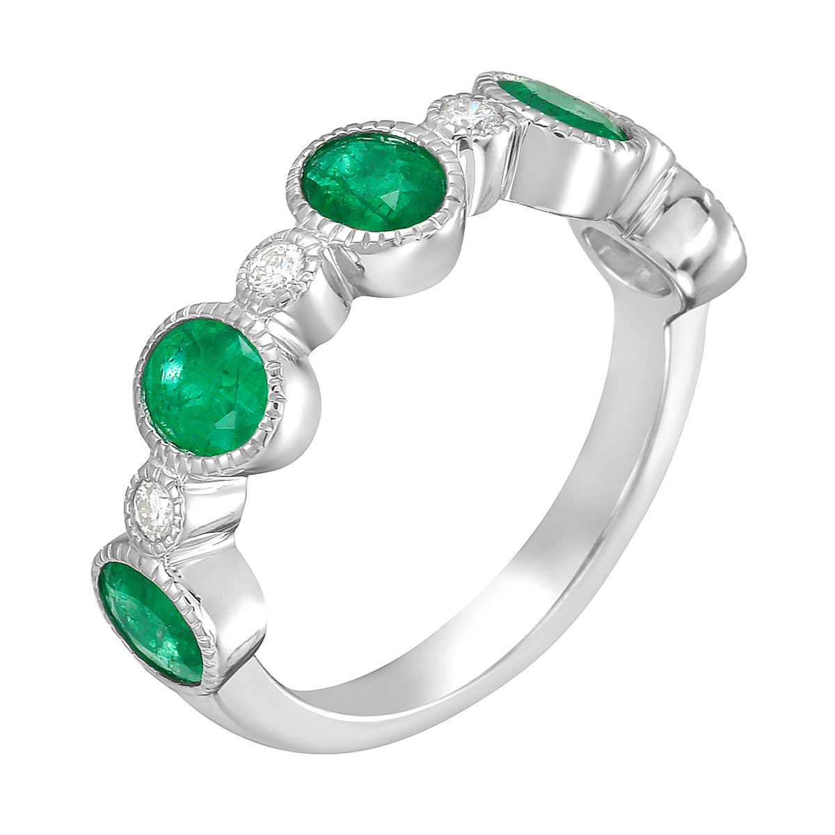 ER056169 - Ring 18KW/3.84G 5EMER-1.56CT 4RD-0.12CT