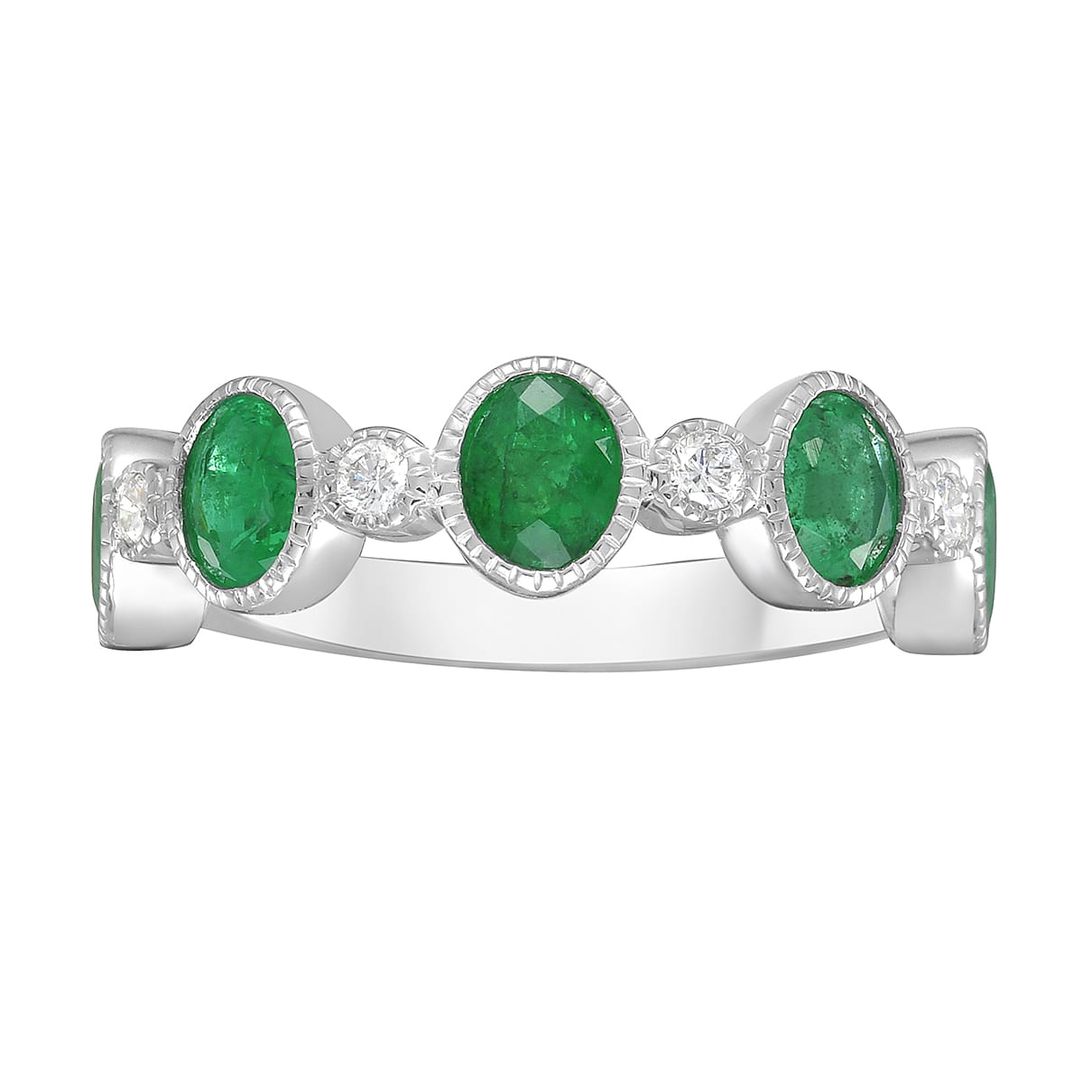 14K White Gold Emerald Diamond Ring, 1.56ct