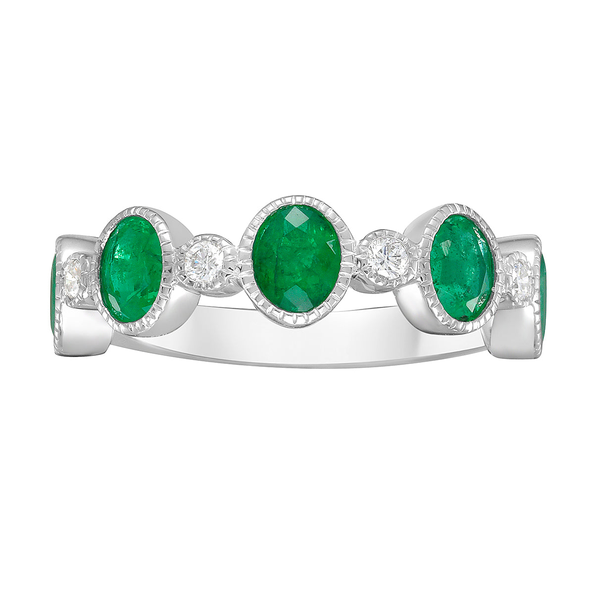 ER056169 - Ring 18KW/3.84G 5EMER-1.56CT 4RD-0.12CT